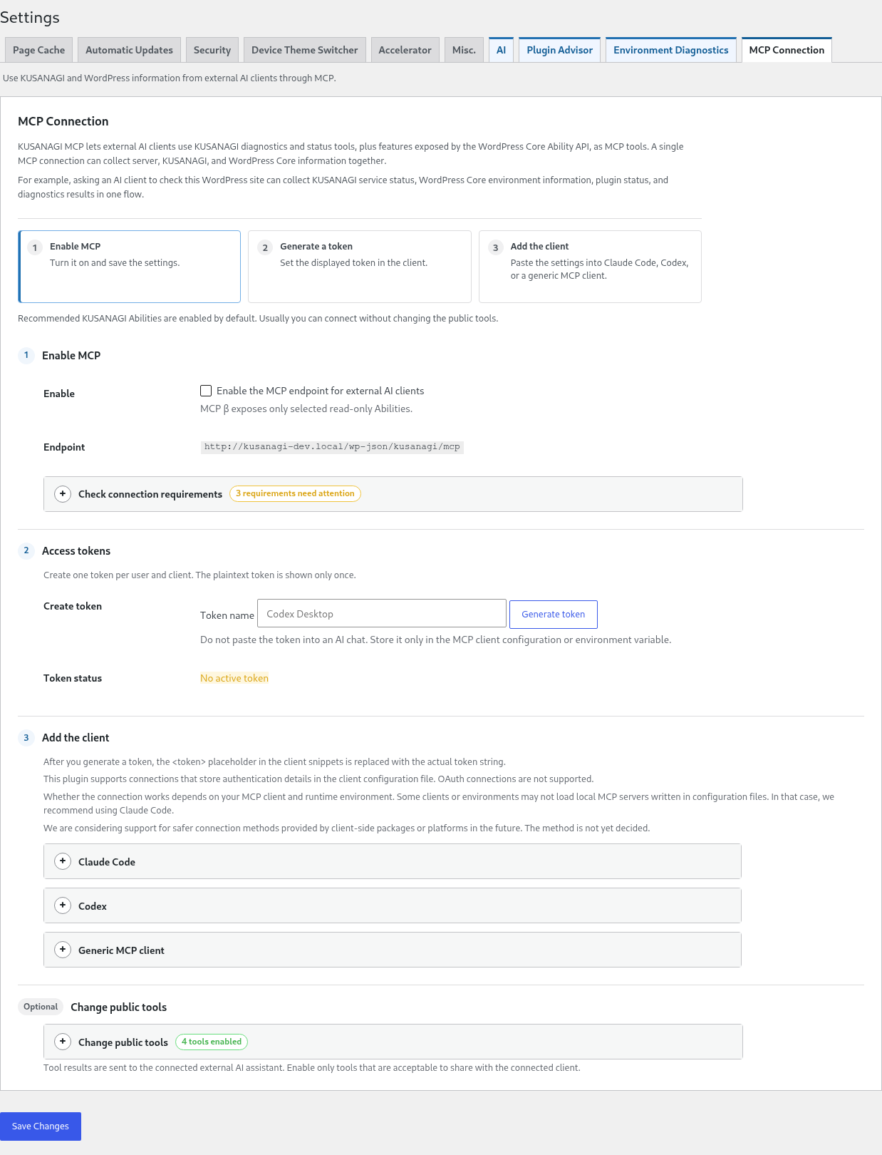 MCP Connection settings