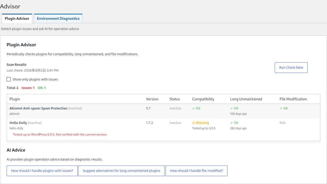 Plugin Advisor